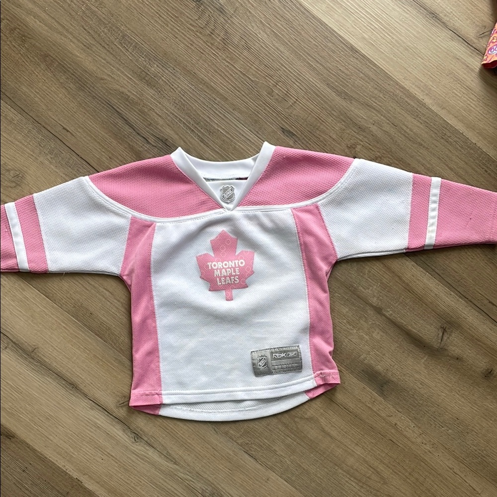 Toronto Maple Leafs Kids Pink and White Jersey